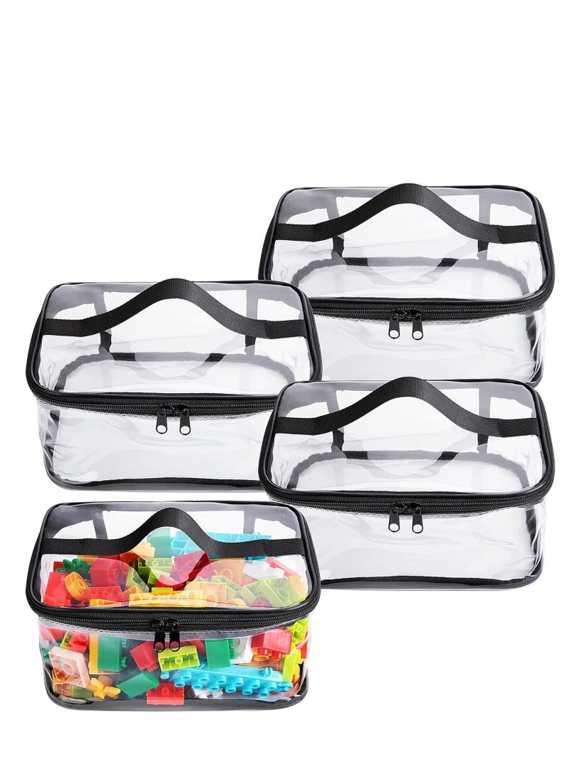 TRASSLE 4 Pack Clear Toy Storage Bags- 9.1 x 6.9 x 4.5 Inch Transparent PVC Toy Organizing Bags with Zipper- Waterproof Toy Storage Organizer Pouch for Building Blocks, Small Toys  - Image 1
