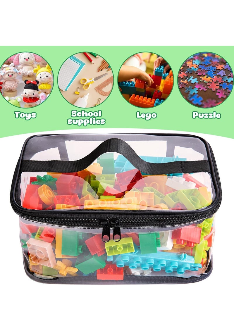 TRASSLE 4 Pack Clear Toy Storage Bags- 9.1 x 6.9 x 4.5 Inch Transparent PVC Toy Organizing Bags with Zipper- Waterproof Toy Storage Organizer Pouch for Building Blocks, Small Toys  - Image 3
