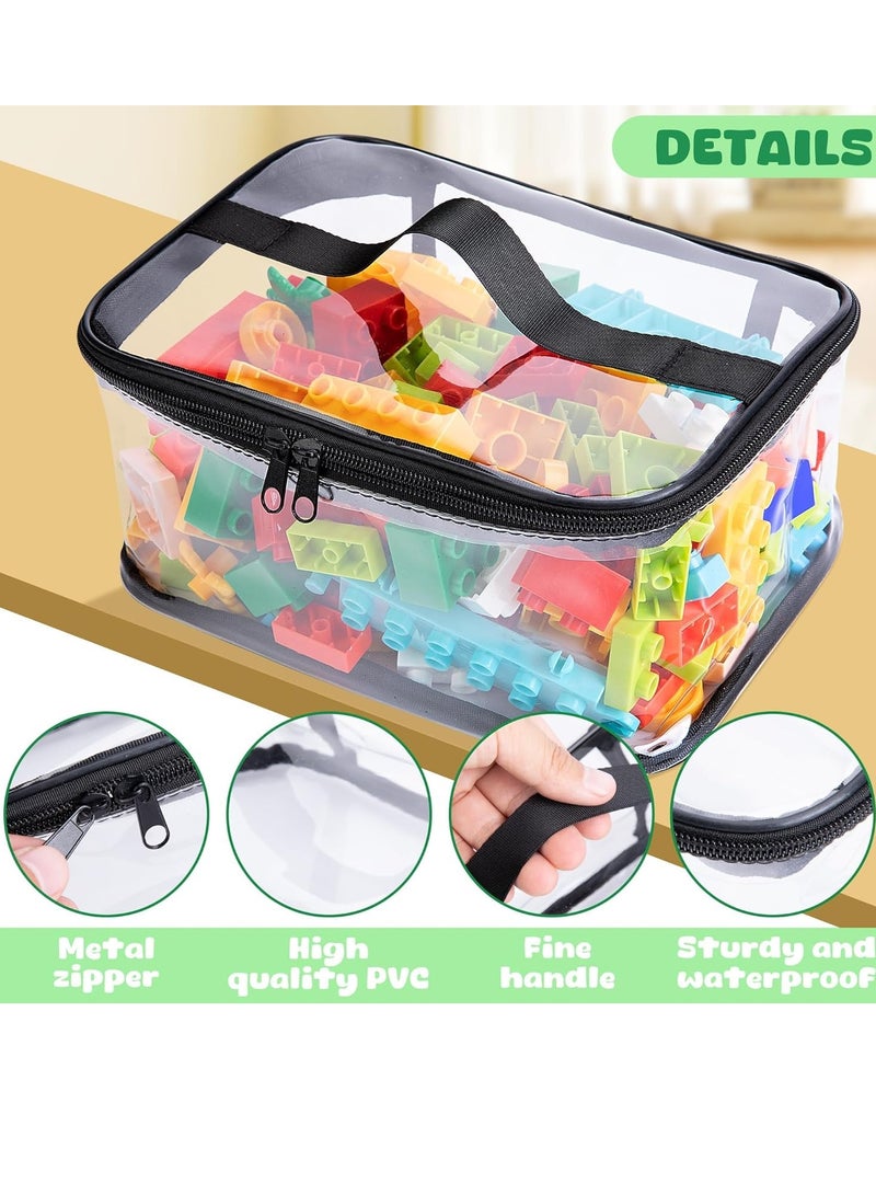 TRASSLE 4 Pack Clear Toy Storage Bags- 9.1 x 6.9 x 4.5 Inch Transparent PVC Toy Organizing Bags with Zipper- Waterproof Toy Storage Organizer Pouch for Building Blocks, Small Toys  - Image 4