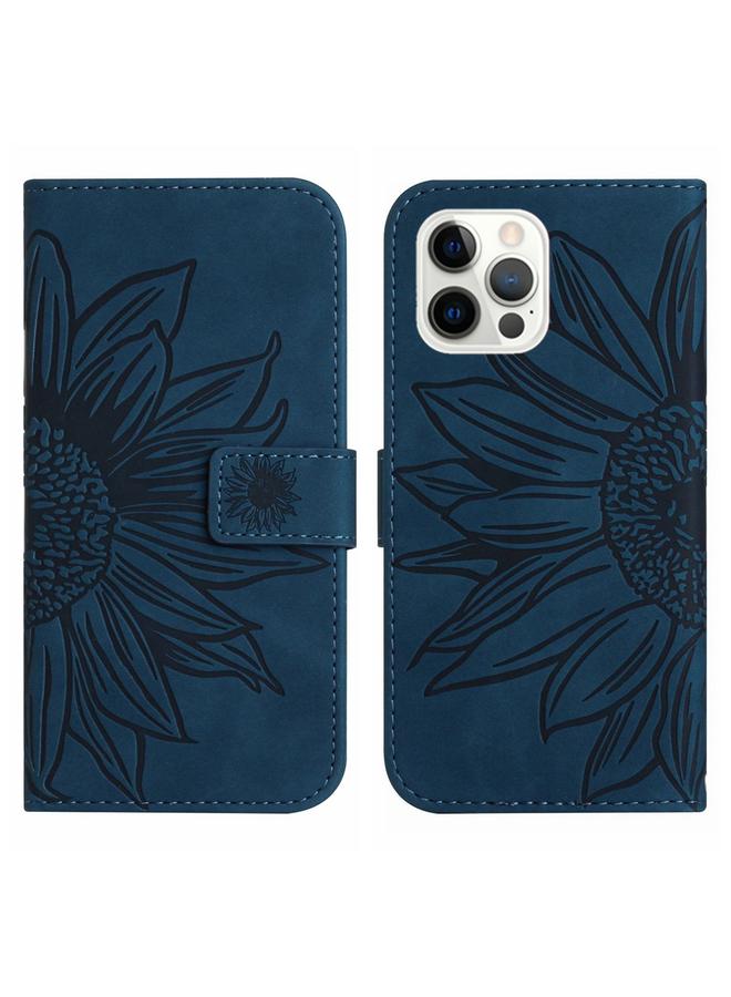 اس-توب جراب لهاتف iPhone 12 Pro Max مصنوع من الجلد بتصميم زهرة الشمس مع حبل تعليق - Image 2