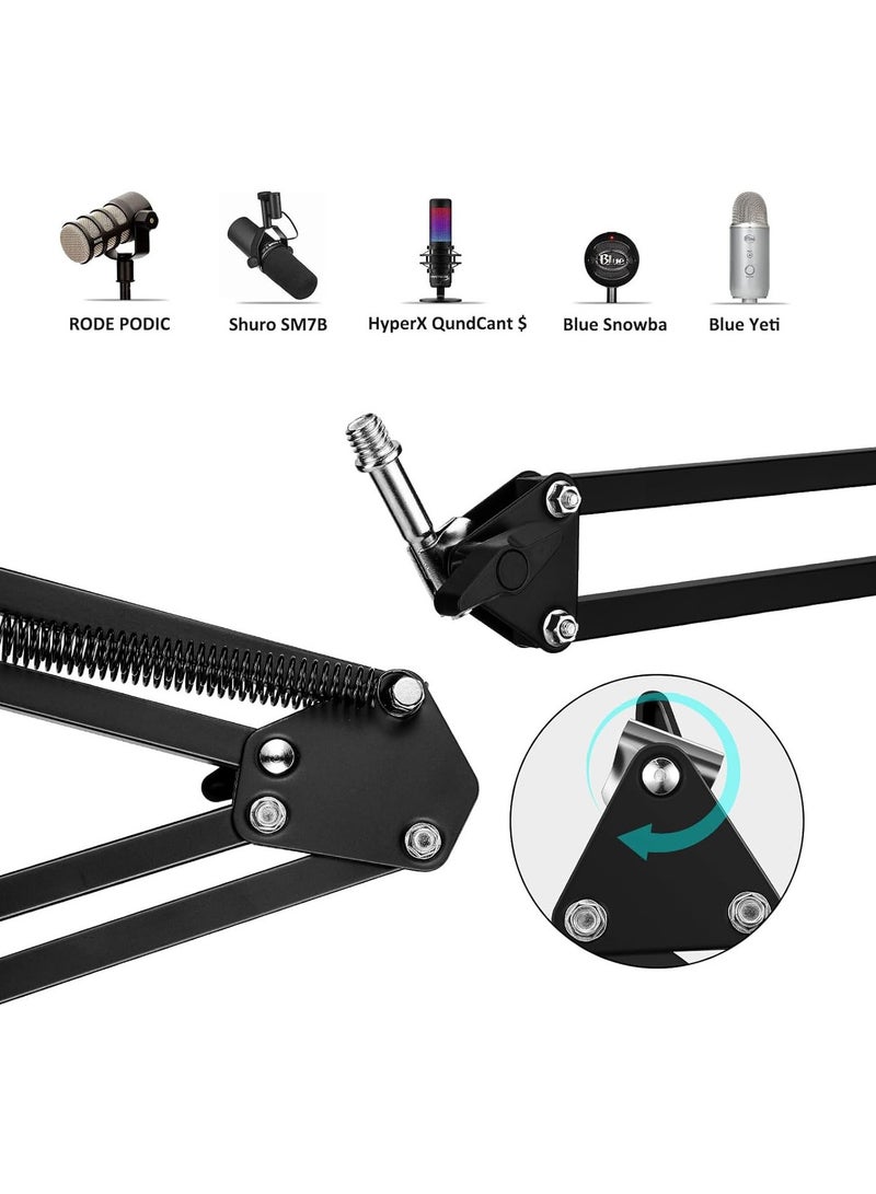 Mike Music Microphone Arm Stand Broadcasting Studio Mic Stand 360° Rotatable Adjustable Microphone Suspension with Metal Clamp, Boom Arm Mic Stand for Voice-over, Gaming, Recording(Small Stand Arm Length 50cm) - Image 5