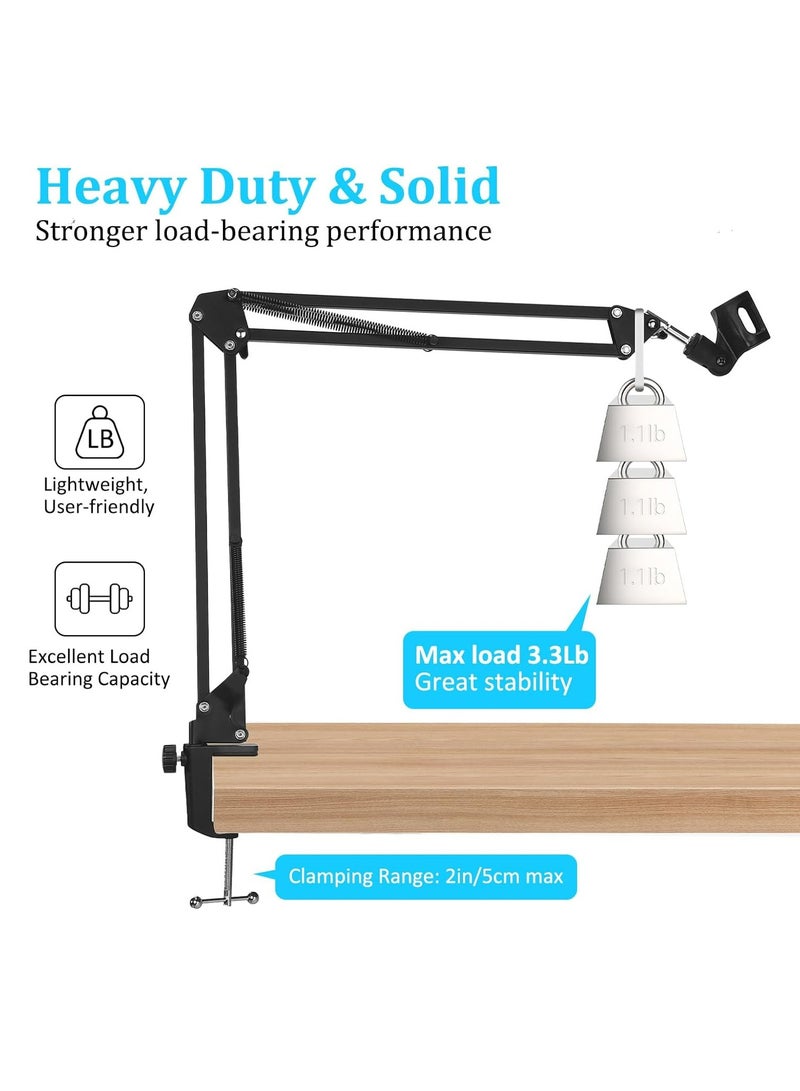 Mike Music Microphone Arm Stand Broadcasting Studio Mic Stand 360° Rotatable Adjustable Microphone Suspension with Metal Clamp, Boom Arm Mic Stand for Voice-over, Gaming, Recording(Small Stand Arm Length 50cm) - Image 4