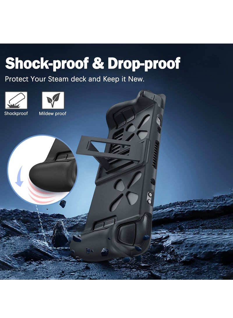 KASTWAVE Full Wrap Steam Deck Protective Case with Adjustable Kickstand Soft Silicone Shockproof Cover Anti Scratch Shell with Ergonomics Non-Slip Grip Upgrade Heat Radiation Design for Steam Console - Image 5