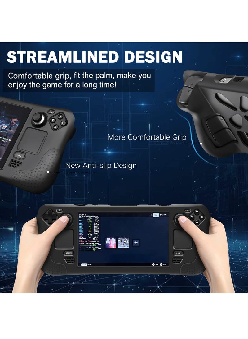 KASTWAVE Full Wrap Steam Deck Protective Case with Adjustable Kickstand Soft Silicone Shockproof Cover Anti Scratch Shell with Ergonomics Non-Slip Grip Upgrade Heat Radiation Design for Steam Console - Image 2