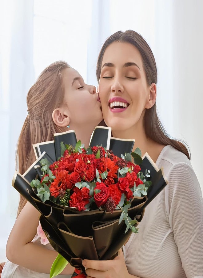 DEWJDFSC 20 Sheets Flower Wrapping Paper,Waterproof Floral Korean Bouquet Wrapping Paper, Florist Supplies, Suitable for Flowers Gift Packaging (Black-3) - Image 4