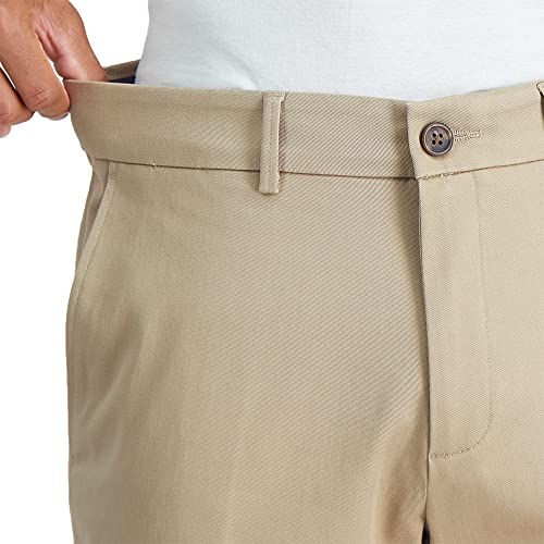 Haggar Men's Premium No Iron Khaki Straight Fit & Slim Fit Flat Front Casual Pant, Khaki Beige, 34W x 32L - Image 2