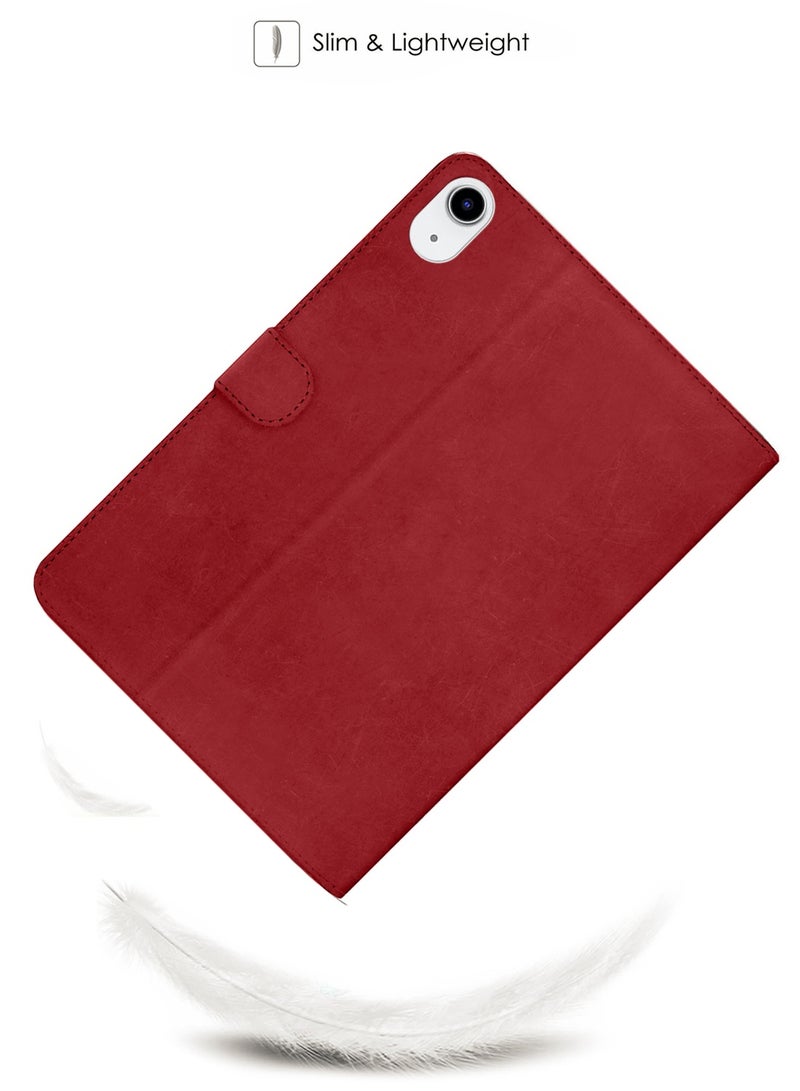 Wtech Apple iPad 2025 (11th Generation) A16 10.9 inch WTech PU Leather Magnetic Closure Flip Case Cover (TCFPSR) - Red - Image 2