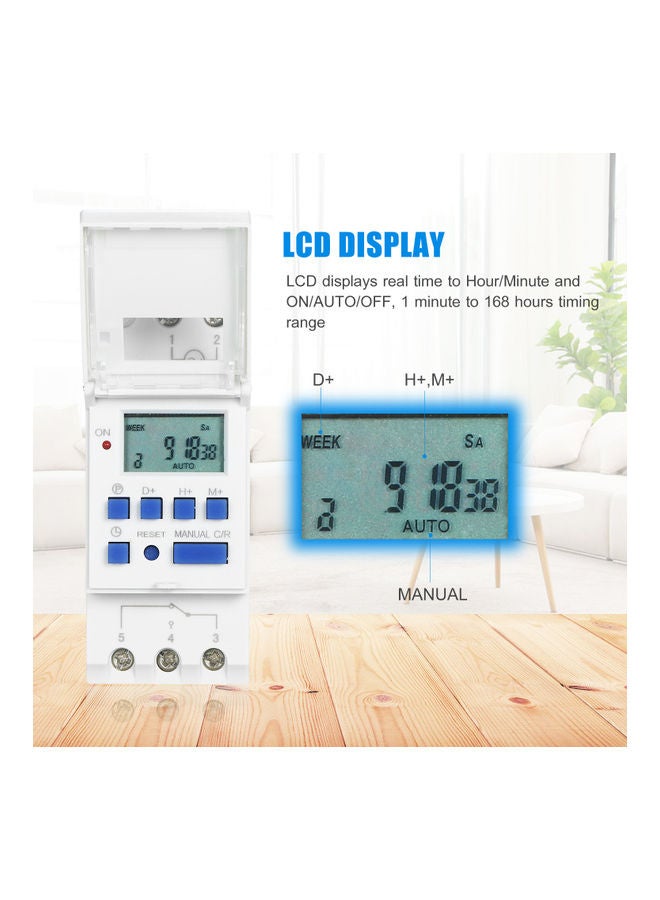 THC15A Programmable Time Switch Relay Control Digital Timer White/Blue - Image 5