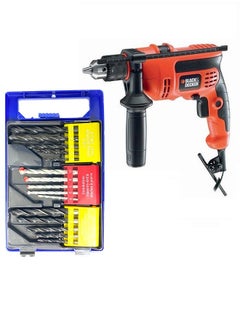 BLACK+DECKER Hammer Drill Orange/Black CD714REK With Multi Size Drill Bit Set 16 Pieces  - Image 1