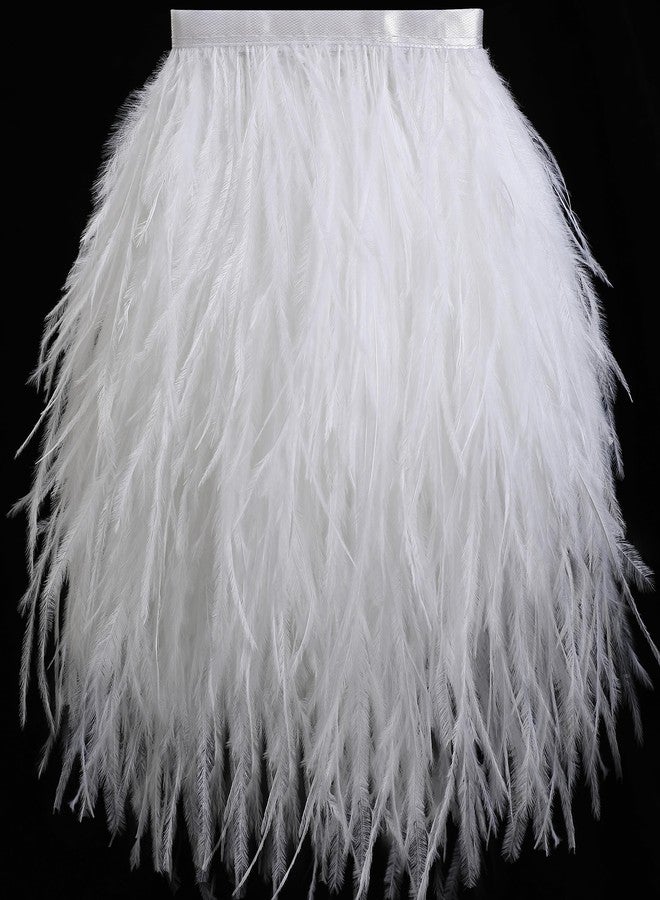 Soarer White Ostrich Feather Trim - 2Yards 5-7inch Feathers Fringe Trim for DIY Sewing Clothing, Dress,Wedding,Christmas Home Party(White) - Image 1
