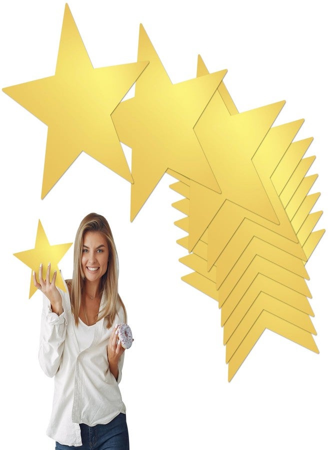 JUNSDUKE 10 Pcs Paper Stars, Gold Star Cutouts, 11 Inches Double Printed Foil Star Confetti for Wedding, Party Decorations (Gold, 10) - Image 1