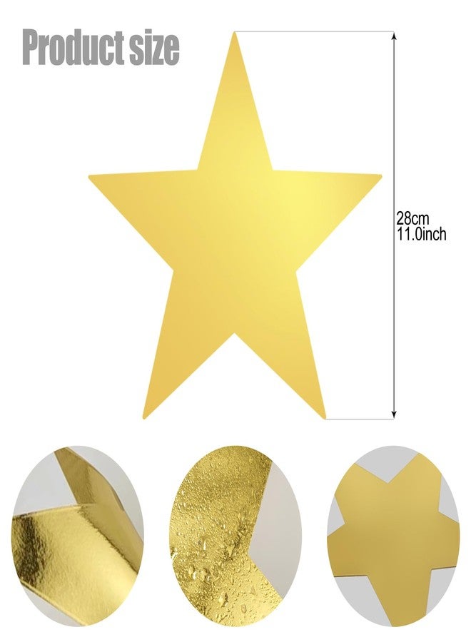 JUNSDUKE 10 Pcs Paper Stars, Gold Star Cutouts, 11 Inches Double Printed Foil Star Confetti for Wedding, Party Decorations (Gold, 10) - Image 2