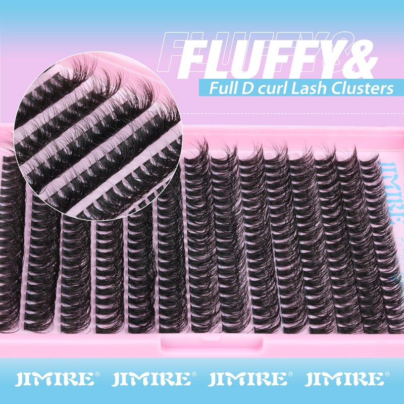 JIMIRE Fluffy Lash Clusters Volume Wispy 50D Thick Mink Eyelash Extensions 9-16mm 280Pcs Individual Lashes Beginners Friendly - Image 3