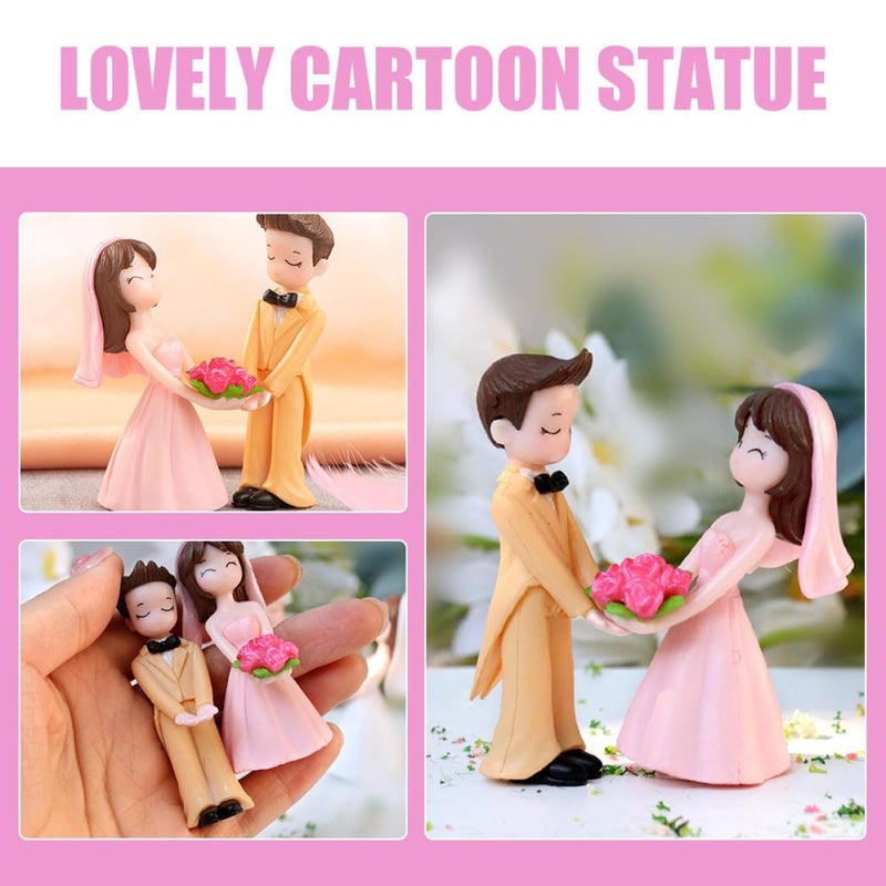 Pink Resin Cake Topper Couple Figurines For Romantic Wedding Home Decor - Image 4