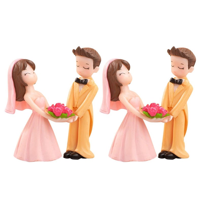 Pink Resin Cake Topper Couple Figurines For Romantic Wedding Home Decor - Image 2