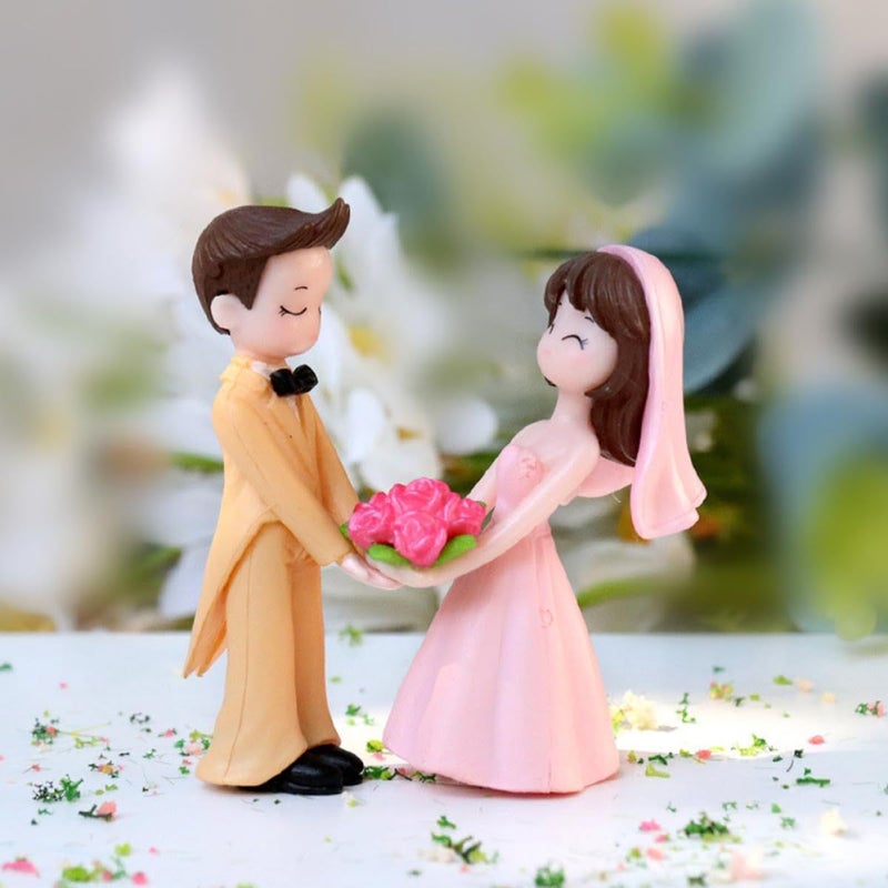 Pink Resin Cake Topper Couple Figurines For Romantic Wedding Home Decor - Image 5