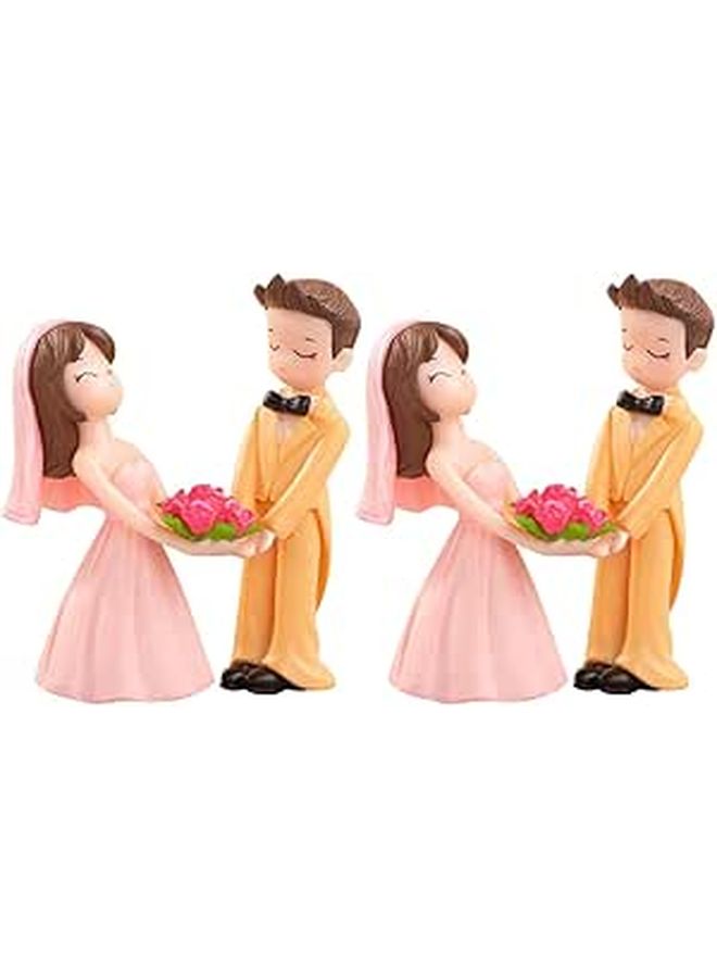 Pink Resin Cake Topper Couple Figurines For Romantic Wedding Home Decor - Image 1