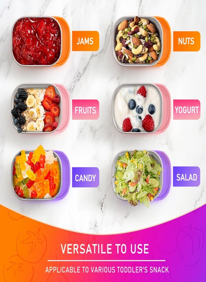 HaWare Stainless Steel Snack Containers for Toddlers and Kids, 8 oz Leak Proof Food Storage Containers with Silicone Lids, Stackable & Reusable Small Metal Lunch Box for Daycare and School- 3 Packs - Image 5
