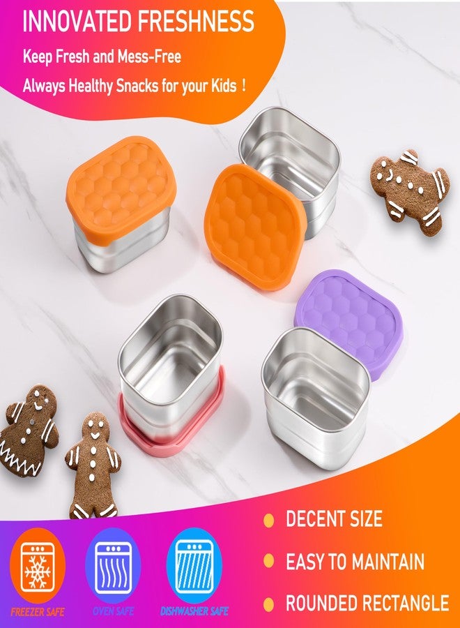 HaWare Stainless Steel Snack Containers for Toddlers and Kids, 8 oz Leak Proof Food Storage Containers with Silicone Lids, Stackable & Reusable Small Metal Lunch Box for Daycare and School- 3 Packs - Image 4