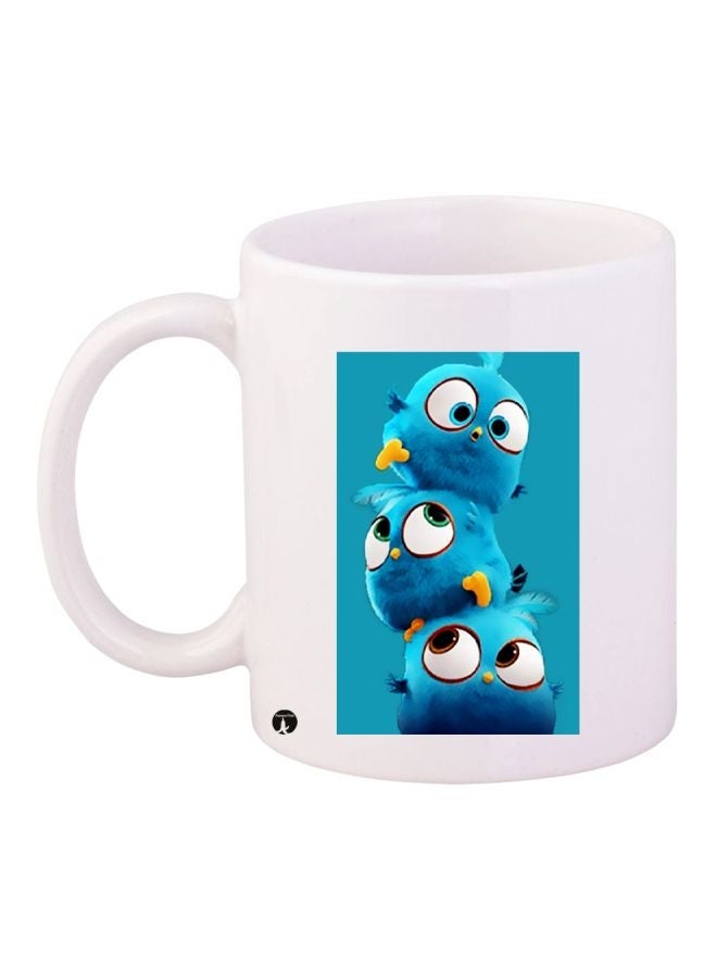 Angry Bird Printed Coffee Mug White/Blue/Yellow 11ounce