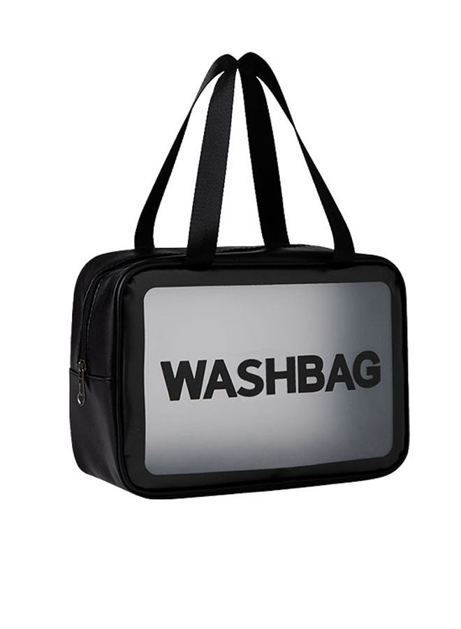 Translucent Waterproof Makeup Cosmetic Bag Travel Organizer for Accessories, Portable PVC Wash Bag Travel Business Vacation Bathroom Organizer（Black-L) - Image 1