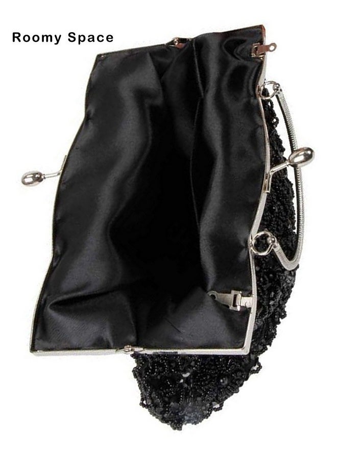 iToolai - Satin Purse Evening Handbags Wedding Bag Beaded Sequins Clutch (Coffee) - Image 1