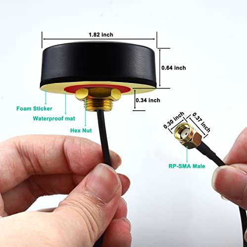 YOTENKO Dual Band 2.4 5.8 GHz WiFi Antenna, 5dBi Mini Omni-Directional RP-SMA Male Antenna 10ft Cable w/SMA Male to RPSMA Female Adapter for WiFi Router Hotspot Wireless Network Card - Image 5