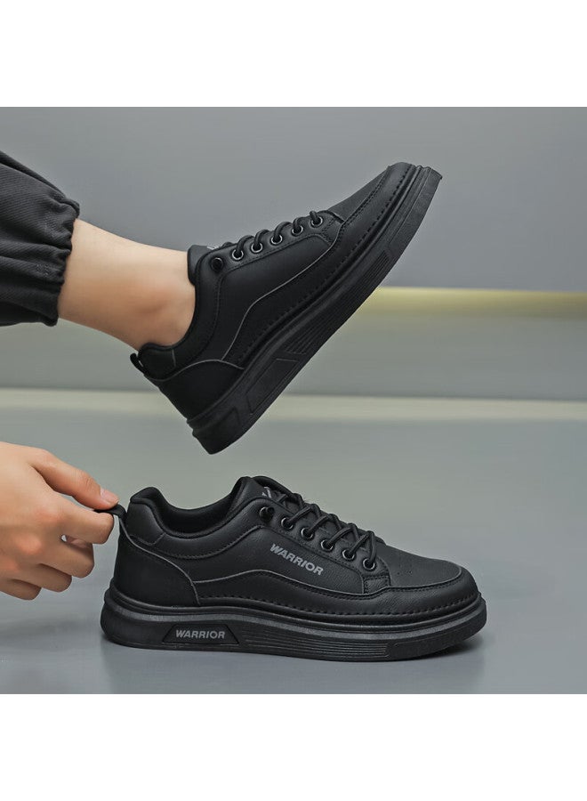 Warrior Men'S Casual Sports Shoes Breathable Leather Shoes White Shoes Wxp(Wz)-2428 Black Size 40 - Image 4