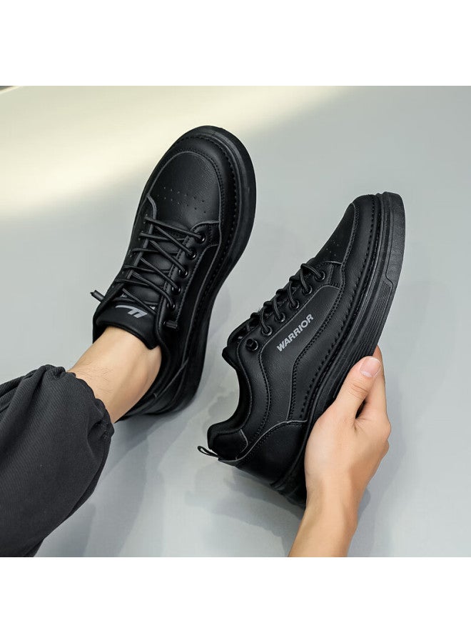 Warrior Men'S Casual Sports Shoes Breathable Leather Shoes White Shoes Wxp(Wz)-2428 Black Size 40 - Image 3