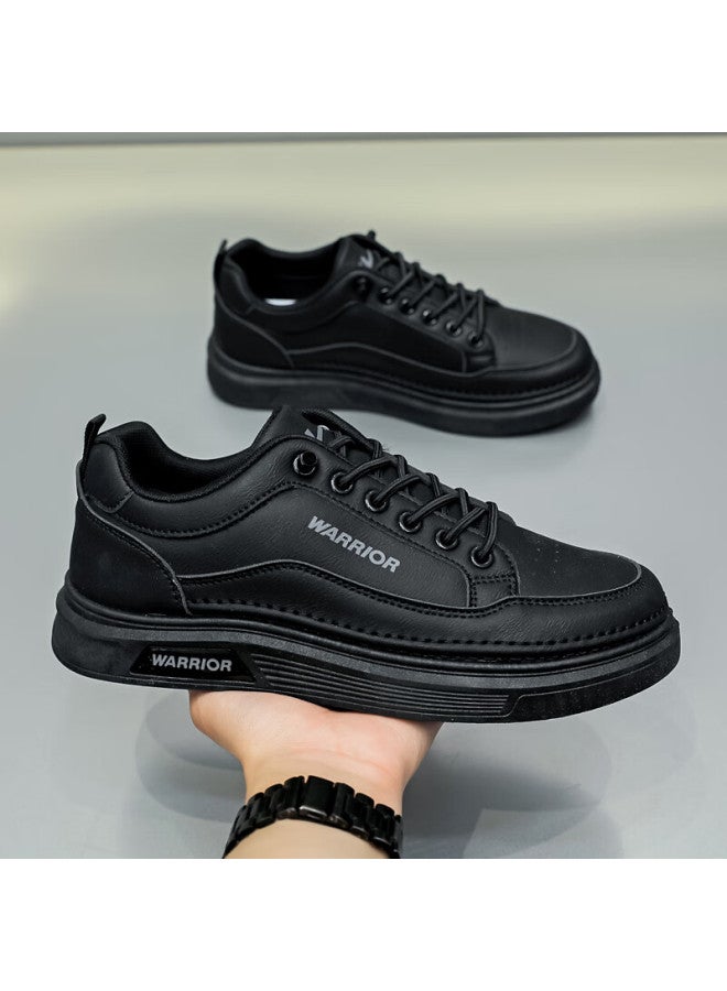Warrior Men'S Casual Sports Shoes Breathable Leather Shoes White Shoes Wxp(Wz)-2428 Black Size 40 - Image 5