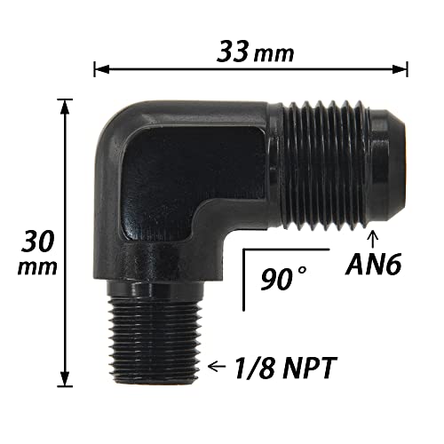 CNRAQR 6AN Flare to 18NPT Male 90 Degree Fitting Adapter Connector Aluminum Black2Pcs - Image 5