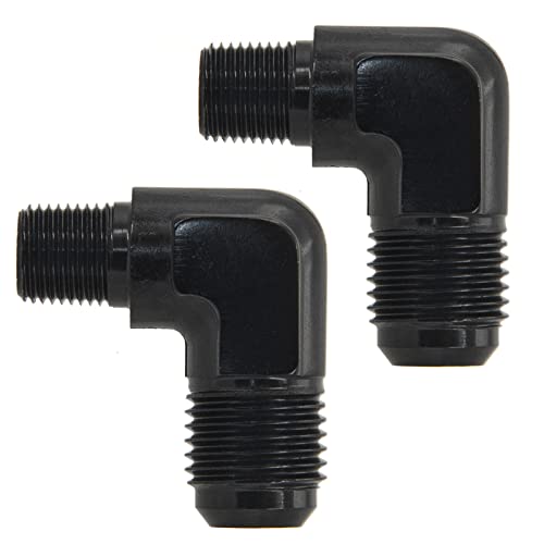 CNRAQR 6AN Flare to 18NPT Male 90 Degree Fitting Adapter Connector Aluminum Black2Pcs - Image 1