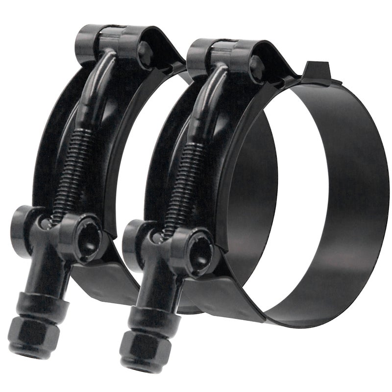 ISPINNER عبوة 2 من مشابك خرطوم T-Bolt من الفولاذ المقاوم للصدأ مقاس 15 بوصة مدى المشبك 4450 مم لخرطوم بقطر 15 أسود