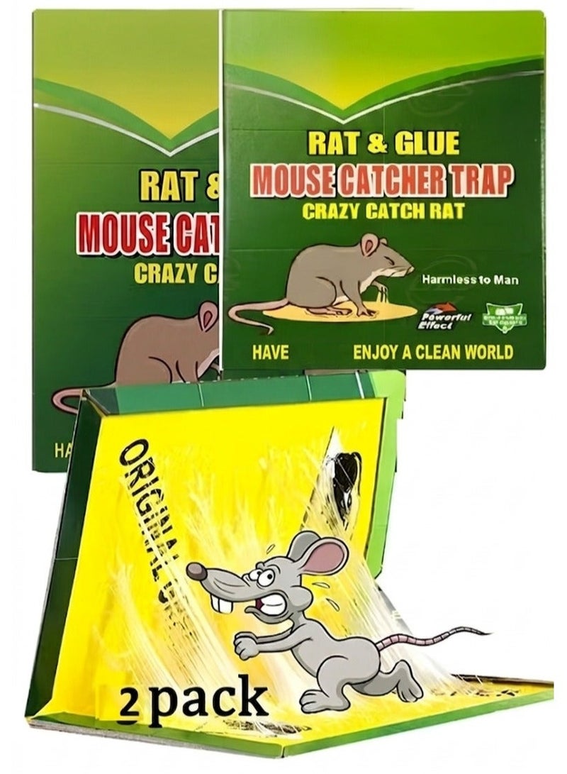 Trendify 2-Piece Mouse & Rat Glue Traps - Super Sticky Adhesive Boards for Indoor/Outdoor Pest Control - Professional Strength Traps for Rats, Mice, Cockroaches, Spiders & Insects (Non-Toxic) - Image 1