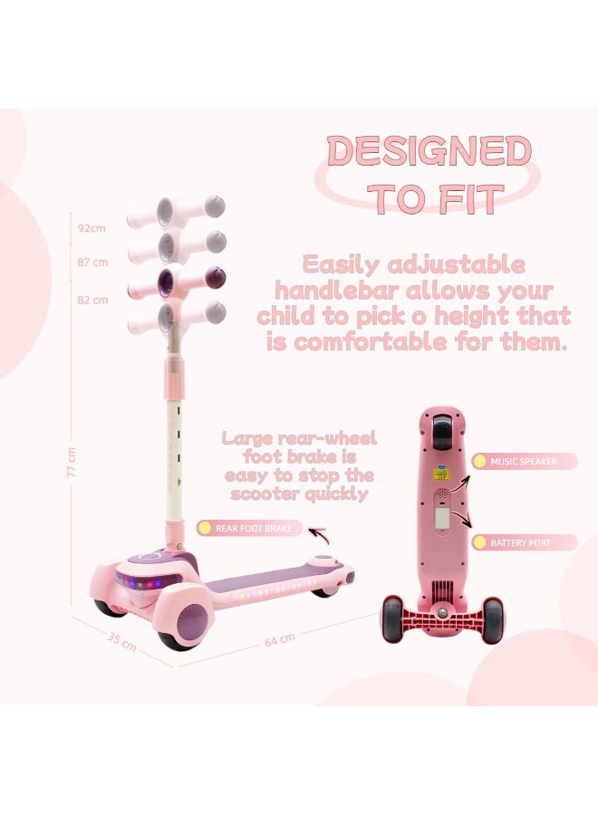 EASY FUTURE Kick Scooter with LED PU Wheels & Rear Brake & Music for Kids, Scooters for Kids with Foldable & Height Adjustable Handle for 3 to 8 Years Including Protective Gear Set - Image 3