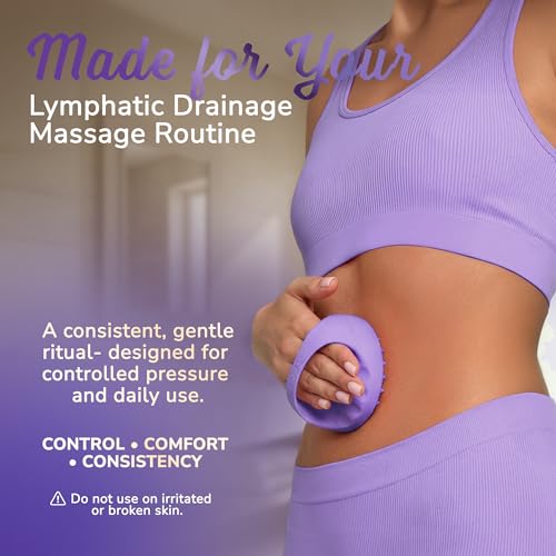 SILKLE Cellulite Massage Tool & Lymphatic Drainage Massager - Silicone Anti Cellulite Massage Brush for Body Sculpting with Ergonomic Handle - Cellulite Remover for Legs, Thighs and Belly - Purple - Image 5