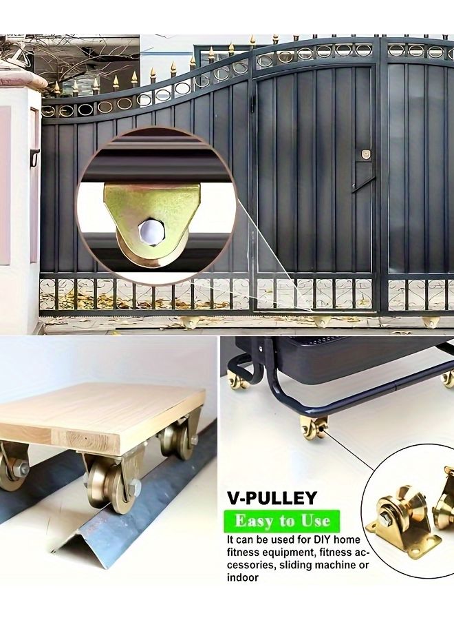 4pcs Bronze Colored V Groove Brass Pulley Industrial Grade Load Bearing Roller - Image 2