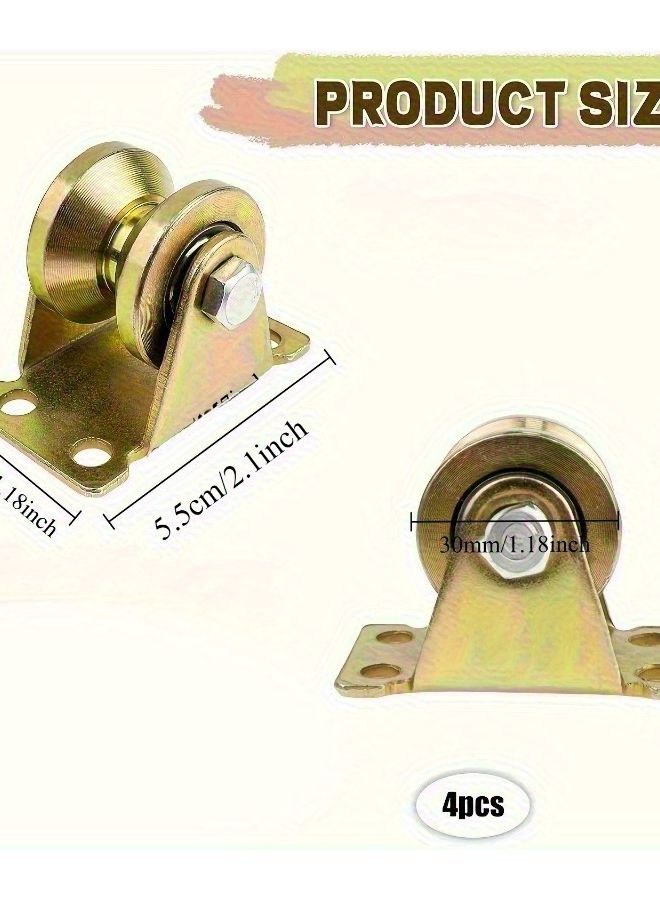 4pcs Bronze Colored V Groove Brass Pulley Industrial Grade Load Bearing Roller - Image 3