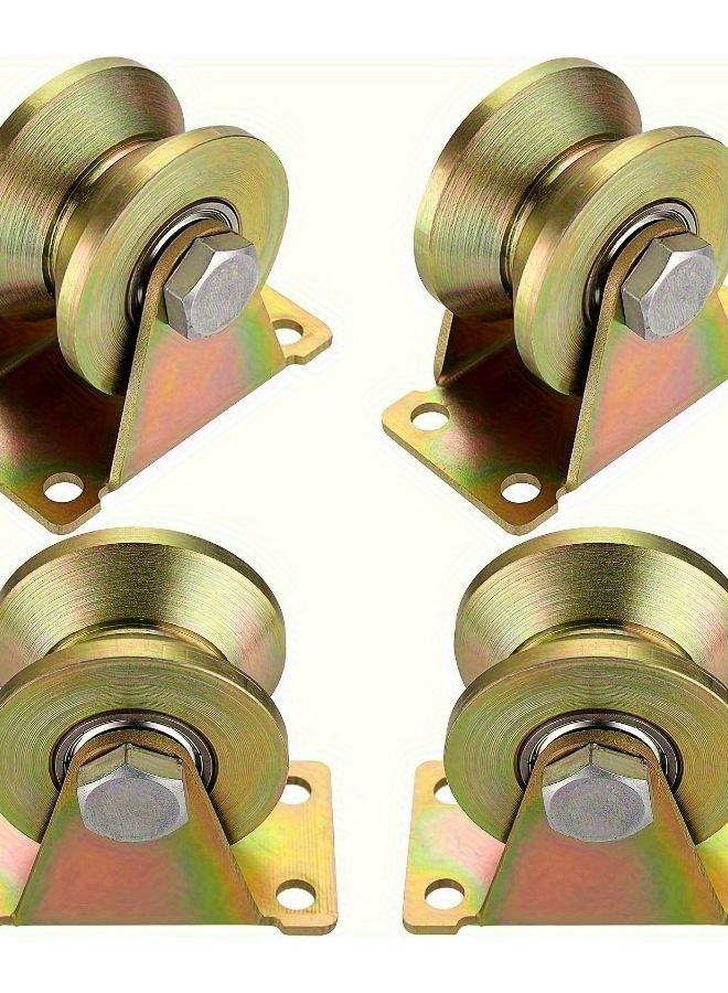 4pcs Bronze Colored V Groove Brass Pulley Industrial Grade Load Bearing Roller - Image 4