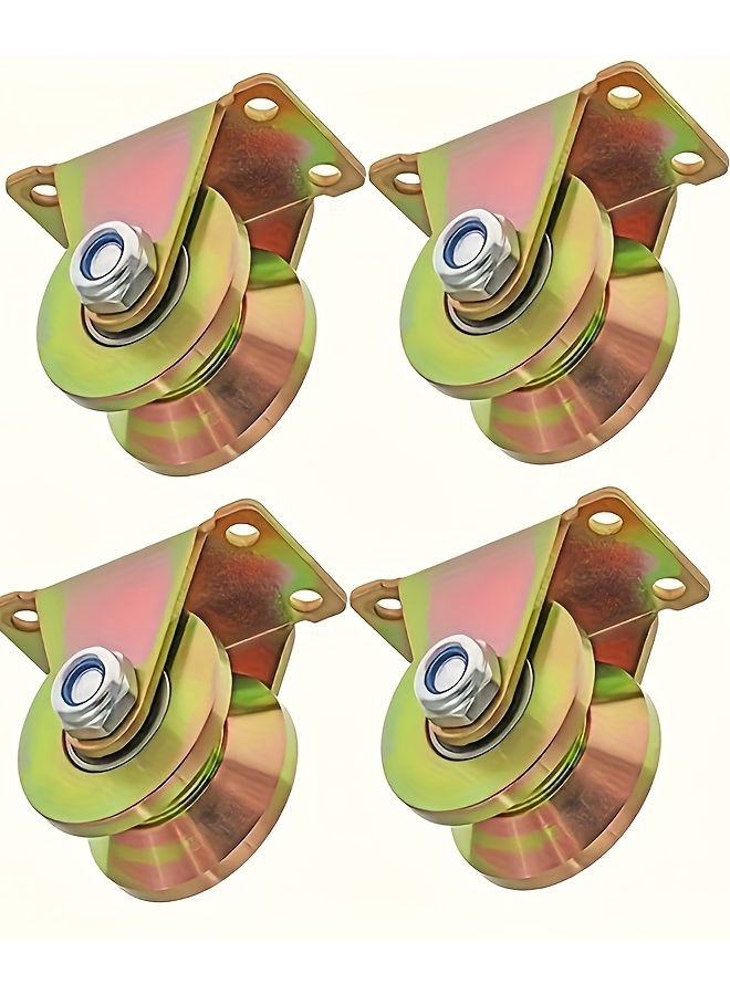 4pcs Bronze Colored V Groove Brass Pulley Industrial Grade Load Bearing Roller - Image 1