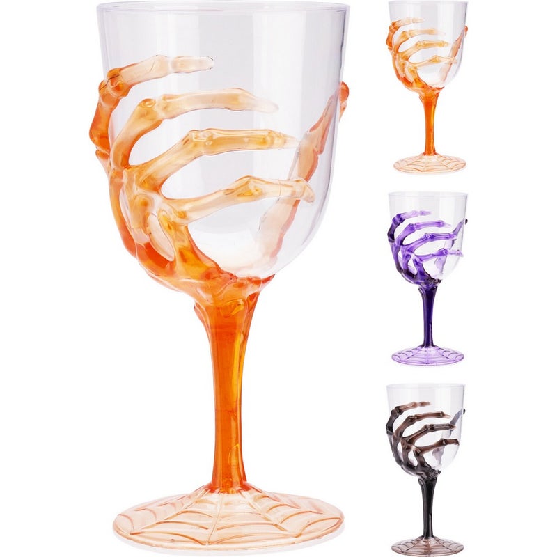 Koopman Wine Glass, Skeleton Design, Halloween-Themed Plastic Glass, Holiday Party Tableware, Seasonal Festive Decor, – 350ml, Assorted 1 Piece - Image 1