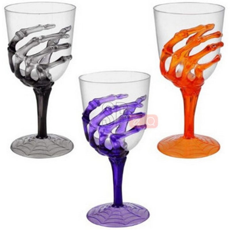 Koopman Wine Glass, Skeleton Design, Halloween-Themed Plastic Glass, Holiday Party Tableware, Seasonal Festive Decor, – 350ml, Assorted 1 Piece - Image 5
