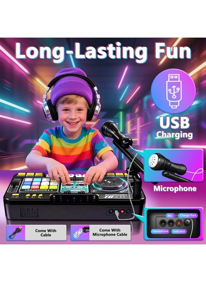 OZMI Kids DJ Music Mixer Table Board Set Toy with Microphone, Lights – Interactive Musical Toys for Ages 3-12 | 100+ Sounds, Piano Keys, Disco Mode, Rechargeable for Kids Boys & Girls - Image 2