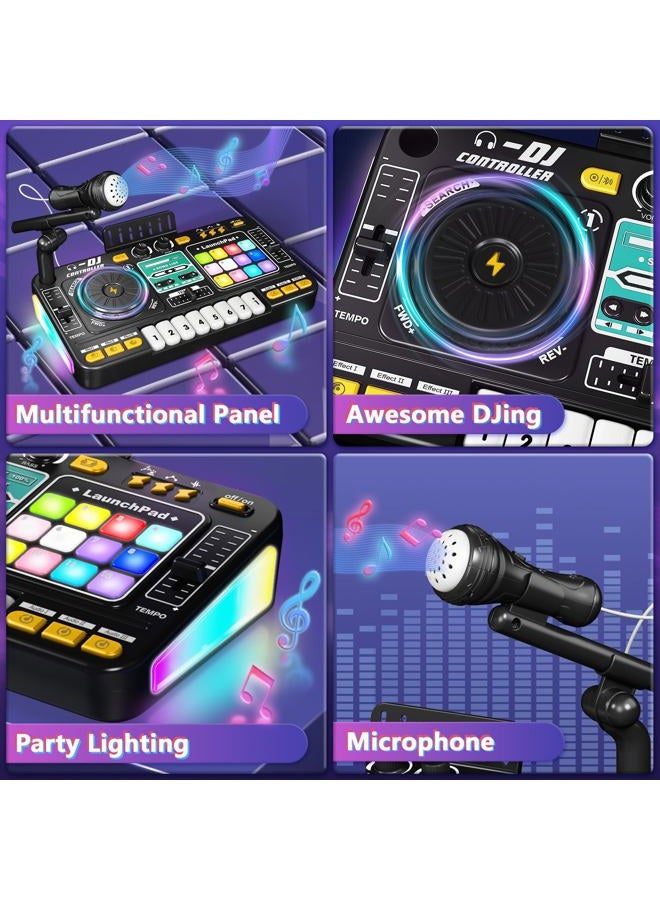 OZMI Kids DJ Music Mixer Table Board Set Toy with Microphone, Lights – Interactive Musical Toys for Ages 3-12 | 100+ Sounds, Piano Keys, Disco Mode, Rechargeable for Kids Boys & Girls - Image 3