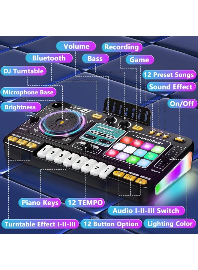 OZMI Kids DJ Music Mixer Table Board Set Toy with Microphone, Lights – Interactive Musical Toys for Ages 3-12 | 100+ Sounds, Piano Keys, Disco Mode, Rechargeable for Kids Boys & Girls - Image 5