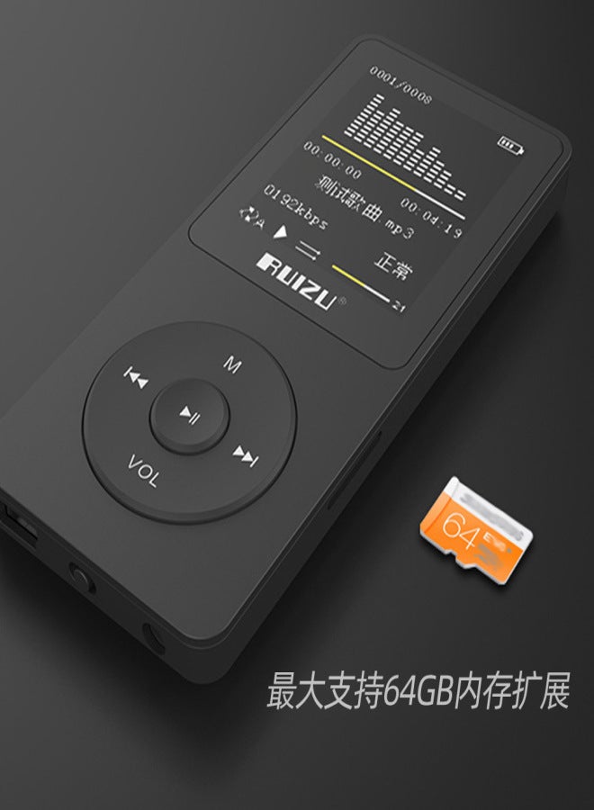 رويزو [النسخة الإنجليزية] مشغل MP3 رياضي RUIZU/Ruizu X02 بشاشة شريطية بدون فقدان، ووكمان إنجليزي أسود 8 جيجابايت - Image 5