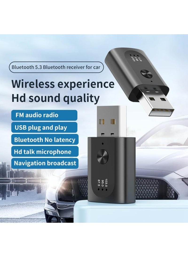 SYOSI USB Bluetooth 5.3 Adapter Wireless Audio Receiver & Transmitter with Mic for Handsfree Calls – Compatible with Car FM Radio, Supports Bluetooth Audio, Easy Setup for In-Car Streaming (Black) - Image 5