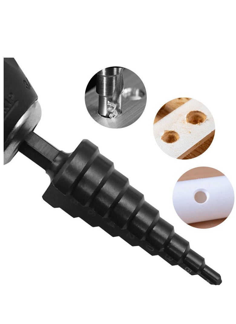 AROAQ 3 Pieces Step Drill Bit Set, Twist Drill Bit Steel Plate Opener, 3-12/4-12/4-20/4-32mm Drill Tool Set For Drilling Of Wood, Aluminum, Plastic Board, Insulating Board And Other Material, (Big 3pcs)  - Image 2