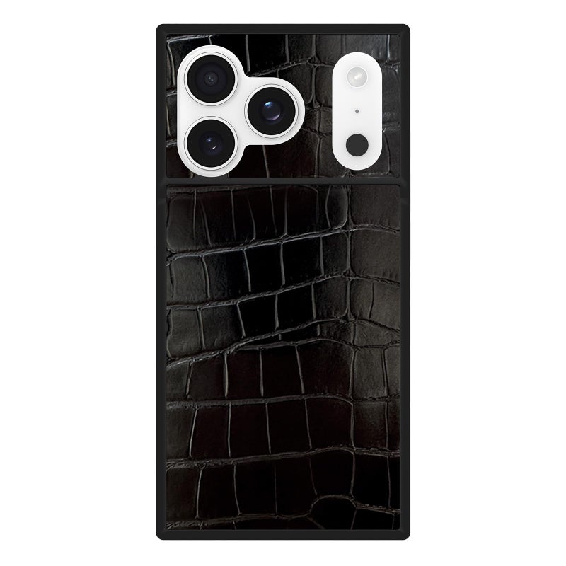 Flaunt Official Square Protective Case - Compatible with iPhone 17 Pro - Compatible with MagSafe & Wireless Charging - Drop-Tested & Shockproof - (Black Crocodile) - Image 1