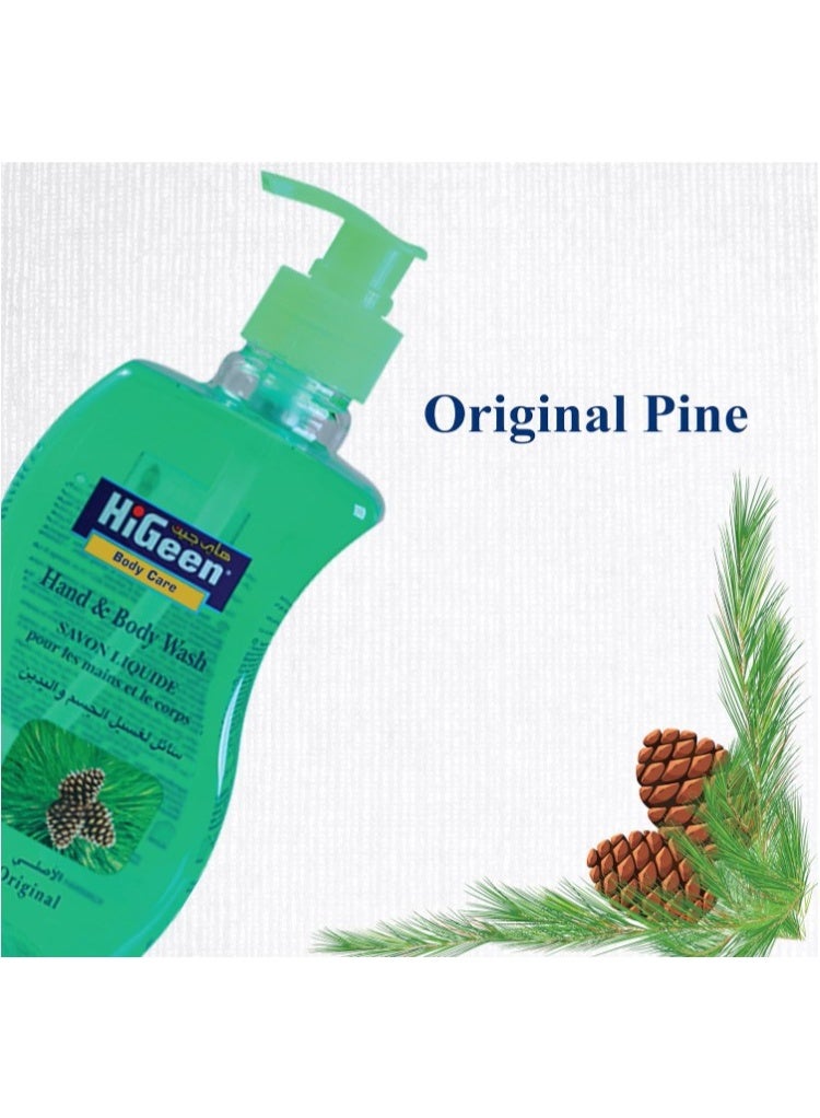 HiGeen Antiseptic Hand & Body Wash With Pump Wavy (Original Pine) 500 ml (Twin Pack) - Image 2
